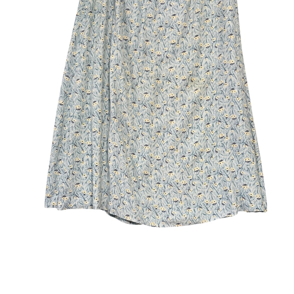 Vintage | Braemar | Floral Maxi Skirt Blue Yellow Rayon Made in Canada Size 10 - Picture 3 of 12
